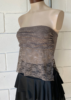 Imagen de Top encaje strapless frunce y tajos laterales #5337/E