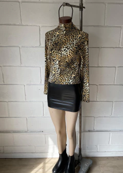 Remera modal cuello Perkins animal print m-larga #2227-3P en internet