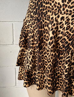 Pollera modal soft animal print 3 volados #724-P - tienda online