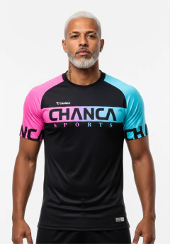 002 - CAMISETA CHANCA ROSA E AZUL FUTEVÔLEI MASCULINA - comprar online