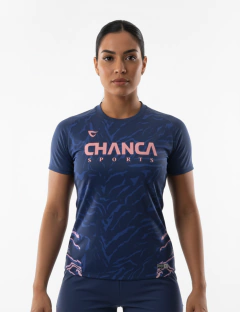 012 - CAMISETA AZUL MARINHO E ROSA FUTEVÔLEI FEMININA - comprar online