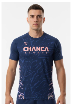 012 - CAMISETA AZUL MARINHO E ROSA FUTEVÔLEI MASCULINA - comprar online