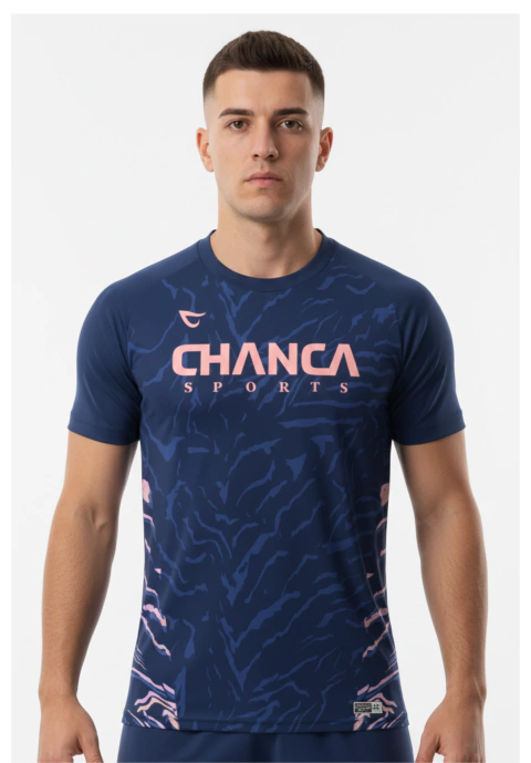 012 - CAMISETA AZUL MARINHO E ROSA FUTEVÔLEI MASCULINA - comprar online