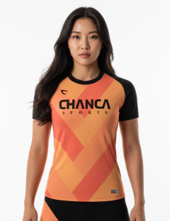 041 - CAMISETA LARANJA FUTEVÔLEI FEMININA - comprar online