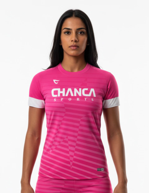 064 - CAMISETA ROSA LISTRAS FUTEVÔLEI FEMININA - comprar online