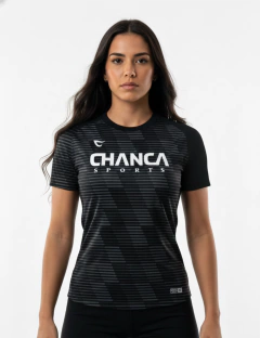008 - CAMISETA PRETA LISTRAS FUTEVÔLEI FEMININA - comprar online