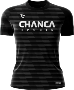 008 - CAMISETA PRETA LISTRAS FUTEVÔLEI FEMININA na internet