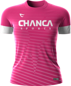 064 - CAMISETA ROSA LISTRAS FUTEVÔLEI FEMININA na internet