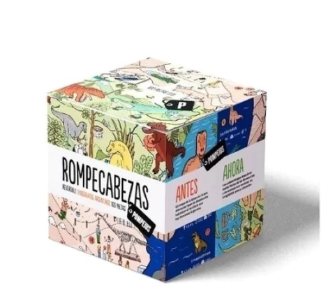 ROMPECABEZAS REVERSIBLE POMPEIUS - DINOSAURIOS ARGENTINOS ANTES Y AHORA (100 PIEZAS)