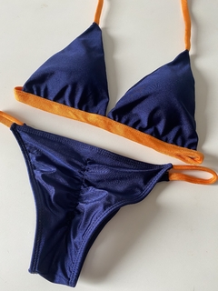 Biquini Karol Azul Marinho com Laranja - MP Beach