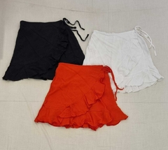 Imagen de Mini Falda Portafolio Sandy De Crepe Marroquein Con Volado En Todo El Ruedo Art 2117