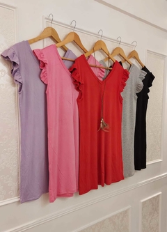 Vestido Marty De Modal Viscosa Escote V Con Voladitos En La Manga Art 5076 - comprar online