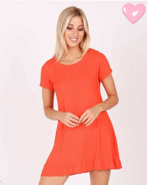 Vestido Belkis De Morley Manga Corta Con Voladditos En El Ruedo Art 5078