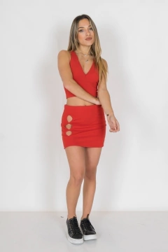 Conjunto Liberty Top Y Mini De Crepe Marroquein Art 7000