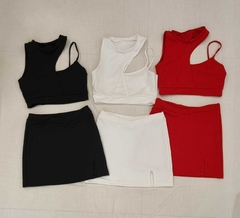 Conjunto Shannon Top Y Mini De Crepe Marroquein Art 7001 - amaika