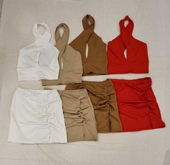 Conjunto Audrey Top Cruzado Y Mini De Crepe Marroquein Art 7002 - comprar online