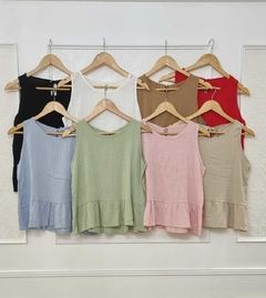 Musculosa Yuri De Lino con Lycra Detalle de volado y moñitos en la espalda Art 3510 - amaika