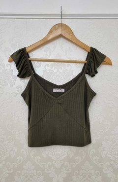 Pupera Musculosa Didi De Morley Viscosa con voladito en el bretel y recorte en el busto Art 3523 - tienda online