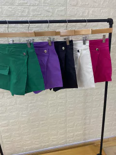 Mini short de bengalina lurex con detalle de bolsillo y broche de costado art 2156 - tienda online