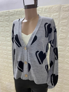 Cardigan 3 botones tramado corazones. Art: 9684 - tienda online