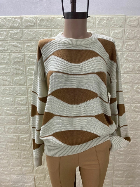 Sweater Bicolor tejido fantasía. Art: 9718