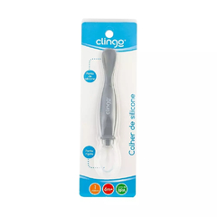 Colher de Silicone com Ponta Dupla Colors Cinza - Clingo - comprar online