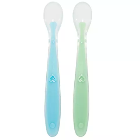 Kit Colheres de Silicone com 2 Peças Azul e Verde - Buba Baby
