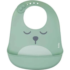 babador de silicone verde com pega migalhas mais de 6 meses bebê marca buba