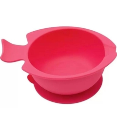 bowl de silicone com ventosa para introducao alimentar BLW bebe rosa marca buba