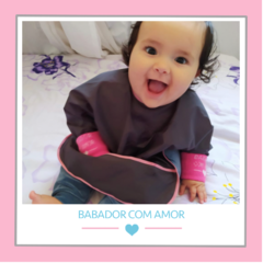 Babador Manga Longa Cinza com Rosa - comprar online