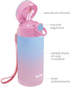 Copo Térmico Rosa com Parede Dupla e Canudo - Buba - comprar online