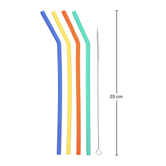 Kit Com 4 Canudos Coloridos e Esponja de Limpeza - Buba