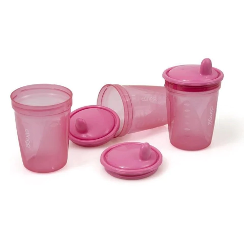 conjunto com tres Copos de Transição Rosa - Clingo