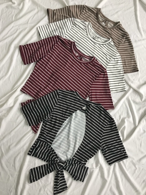 TOP MANGA 3/4 NUDO ESPALDA *MODAL SOFT RAYADO* - comprar online