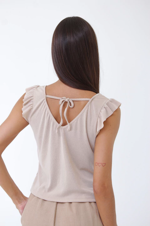 TOP MANGA VOLADOS TIRA ESPALDA *RIB JERSEY* (SALE) - comprar online