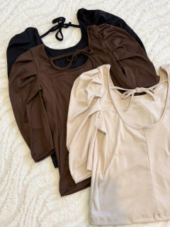 REMERA 3/4 MANGA TABLAS ESPALDA TIRAS *MICRORIB* (SALE)