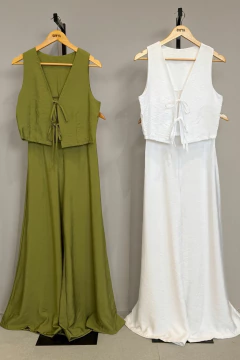 CONJUNTO CHALECO Y MAXIPALAZO *SEDITA EFECTO ARRUGADO* - tienda online