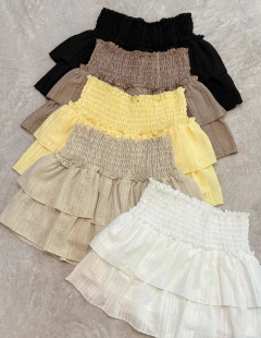 SHORT POLLERA HILO ELASTICO *SIMIL LINO TRAMADO* - CITTÀ