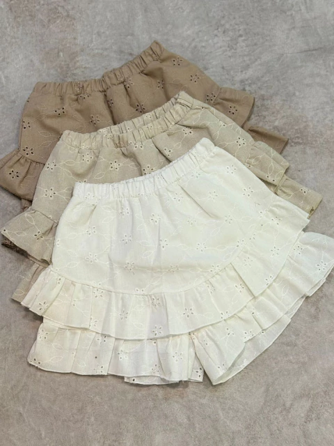 SHORT POLLERA VOLADOS *LINO BORDADO* (SALE) - comprar online