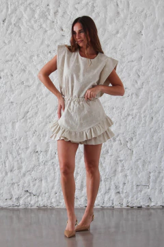 CONJUNTO BLUSA Y SHORT POLLERA *LINO BORDADO* (SALE) - comprar online
