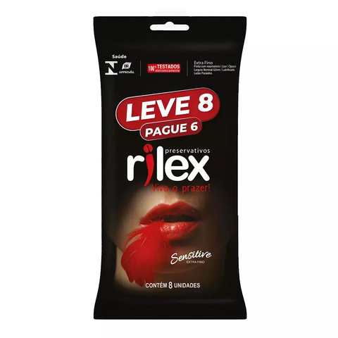 Preservativo Lubrificado Extra Fino Sensitive Leve 8 Pague 6 Rilex - 347