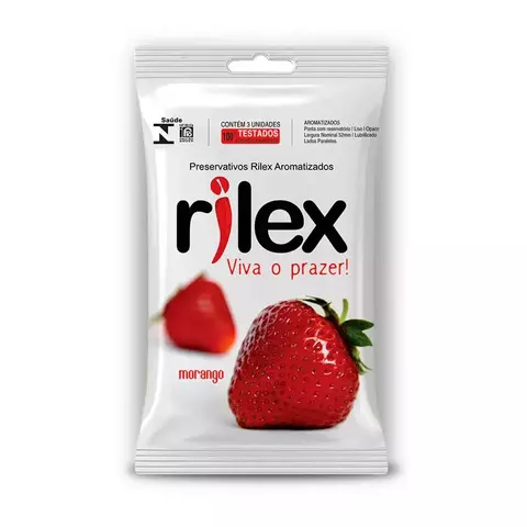 Preservativo Lubrificado com Aroma de Morango 3 Unidades Rilex - R126