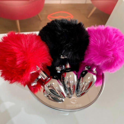 Plug Anal de Aço Pequeno Com Pompom - MPA1402-P - comprar online