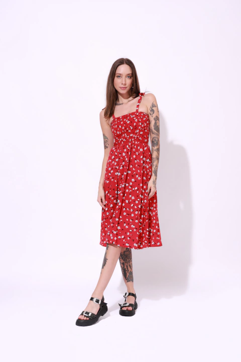 Vestido Midi Hannah Vermelho Florido - comprar online