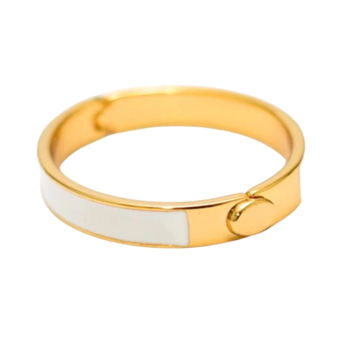 Bracelete Resinado Branco Banhado