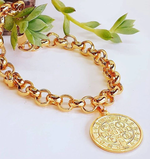 Pulseira Medalha de São Bento (Elo Português)
