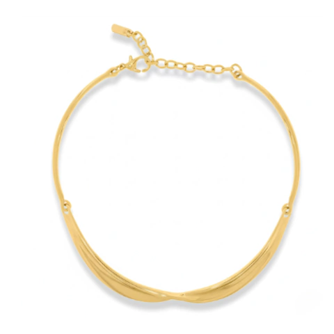 Choker Aro Curvas Suaves Dourado Banhado - comprar online