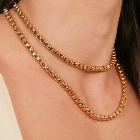 Choker Elos Redondos Veneziana Banhado