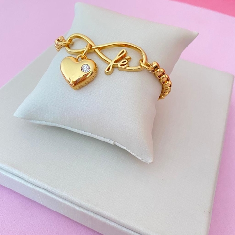 Pulseira Infinita Fé Banhada
