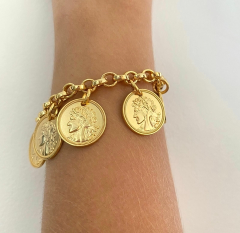 Pulseira Cigana - Medalha de Moedas Banhadas